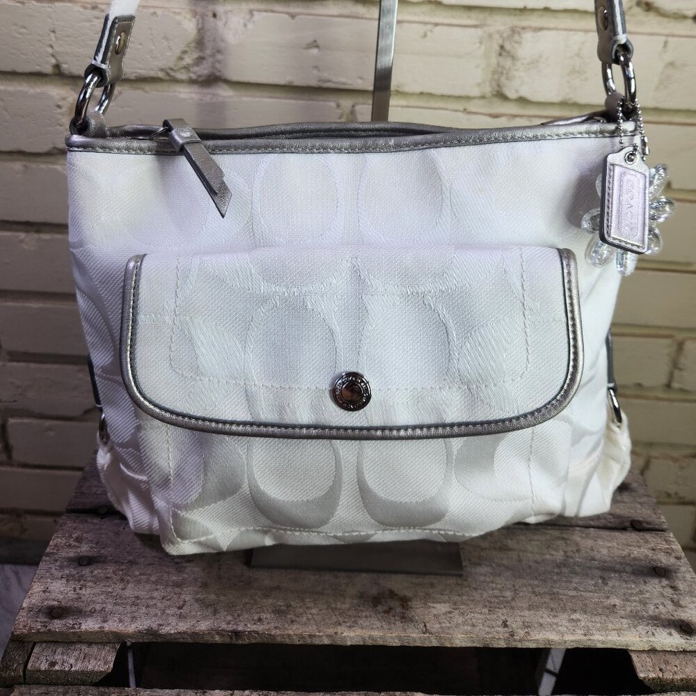 Euc Coach Kyra White Signature C's Crossbody Bag Purse